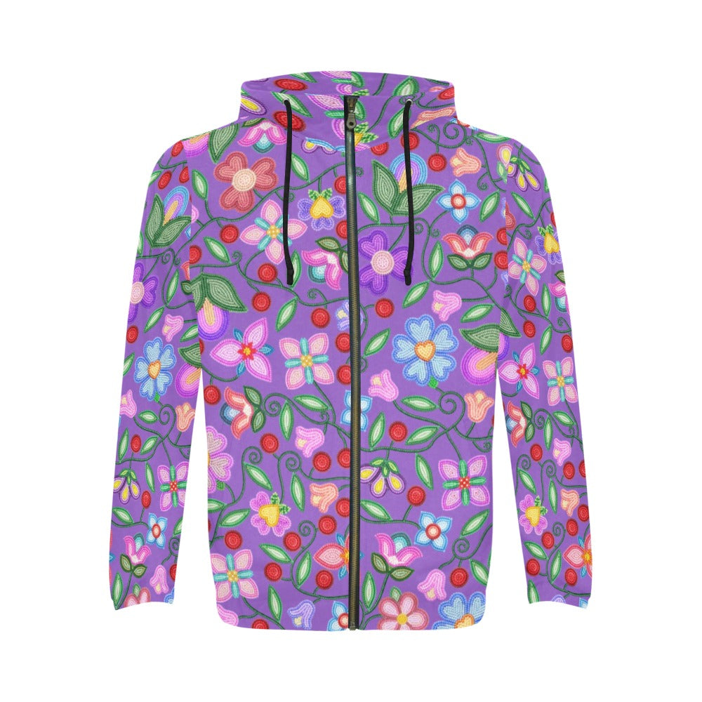 Petal Harmony Lavender Men's Zipper Hoodie
