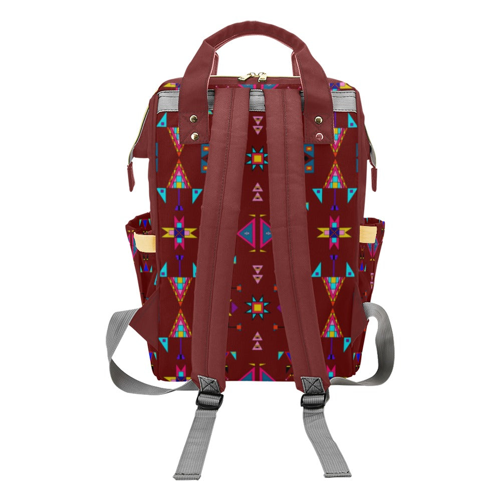 Enemy Territory Dark Maroon Multi-Function Diaper Backpack/Diaper Bag