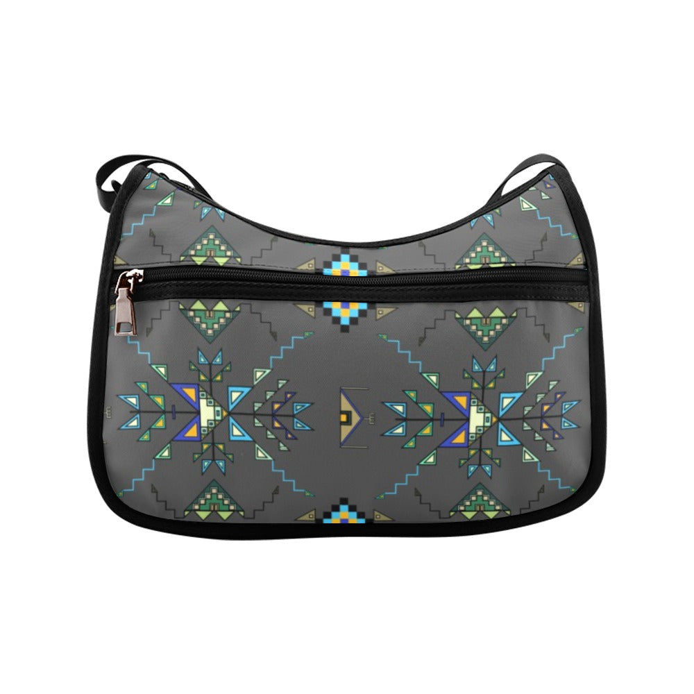 Bear Shield Fabric Gray Crossbody Bag