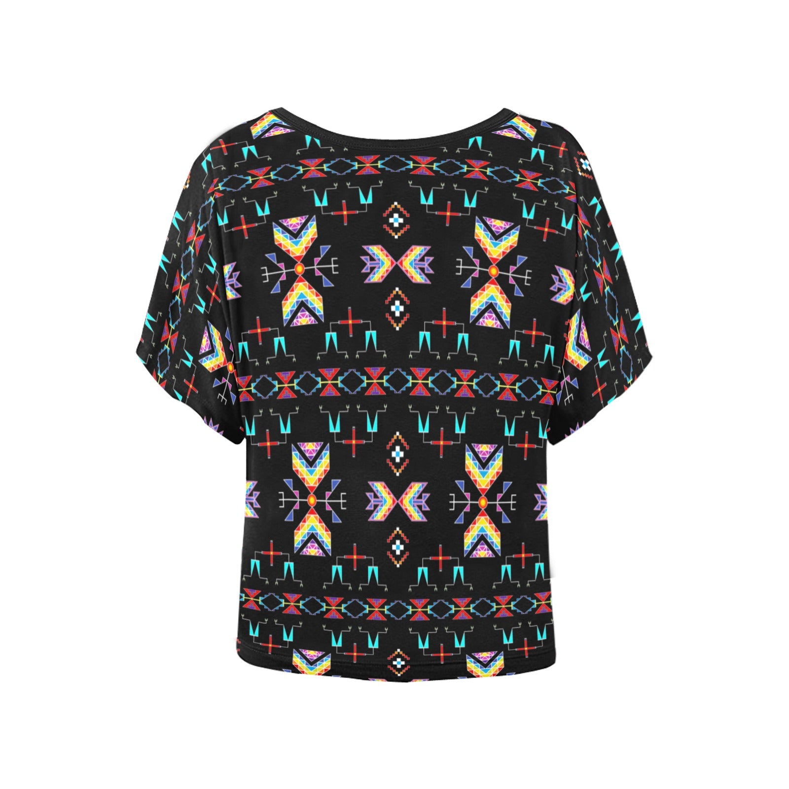 Rainy Chief Rainbow Black Women's Batwing-Sleeved Blouse T shirt