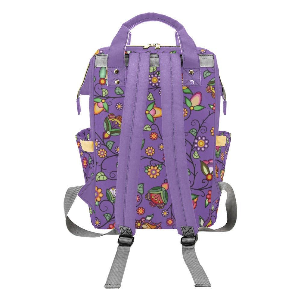 Heartbeat Petals Purple Multi-Function Diaper Backpack/Diaper Bag