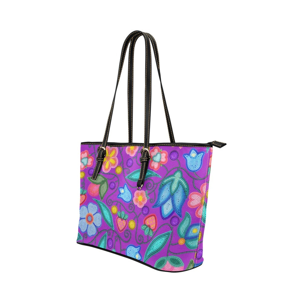 Sweet Offering Purple Leather Tote Bag/Large