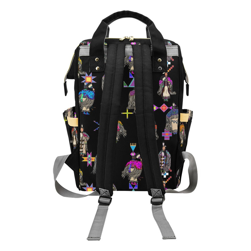 Women's Tradish Dancers Black Multi-Function Diaper Backpack/Diaper Bag