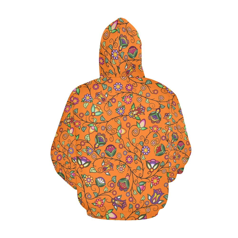 Heartbeat Petals Orange Hoodie for Women (USA Size)