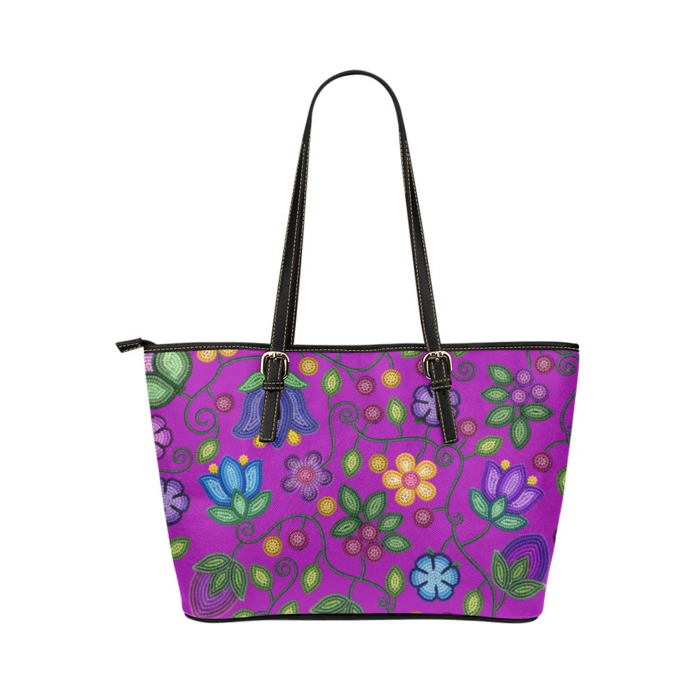 Bloom Uplift Purple Leather Tote Bag/Large