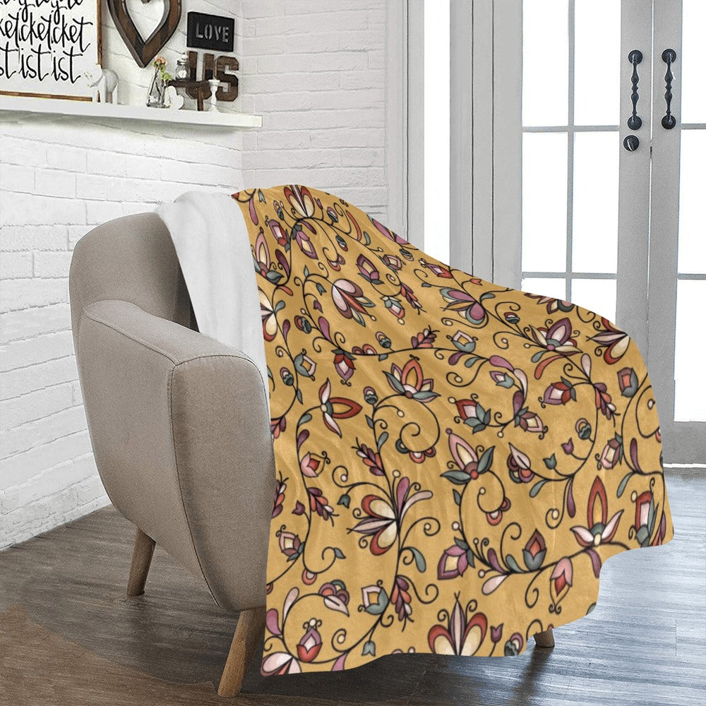 Burnt Sky Petals Gold Ultra-Soft Micro Fleece Blanket 50"x60"