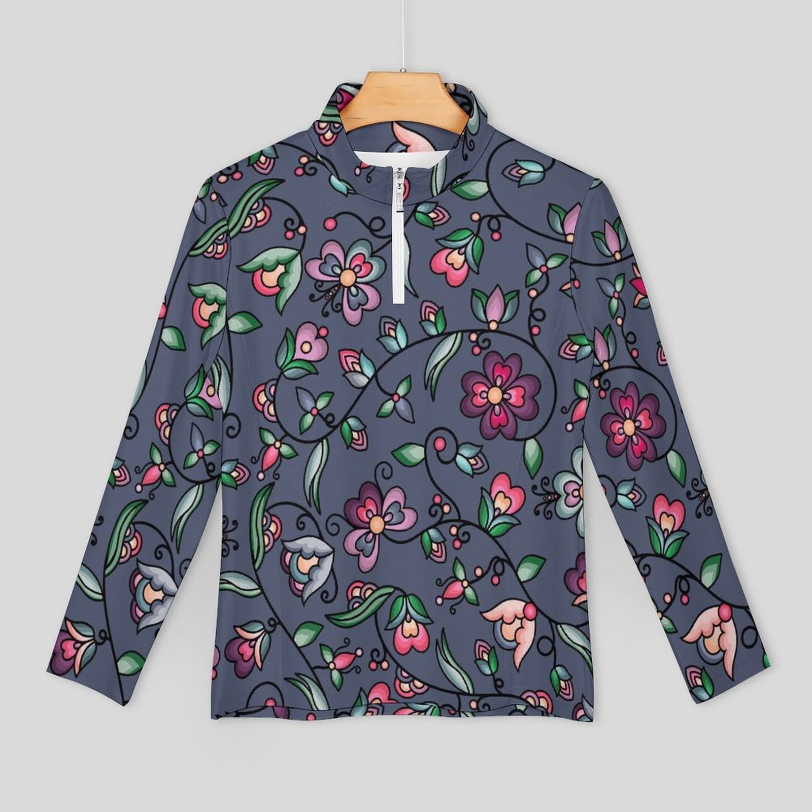 Amber Evening Garland Blue Long Sleeve Yoga Shirt
