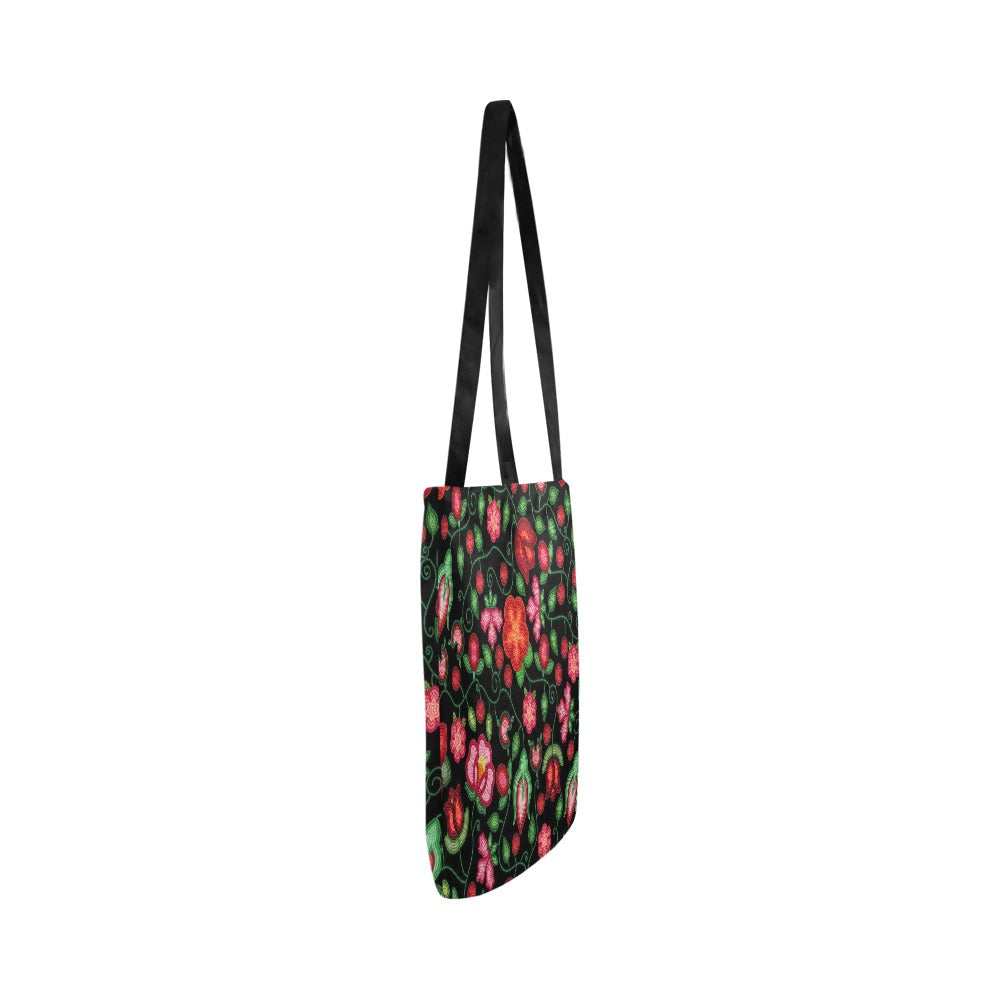 Rose Reverie Black Reusable Shopping Bag (Two sides)