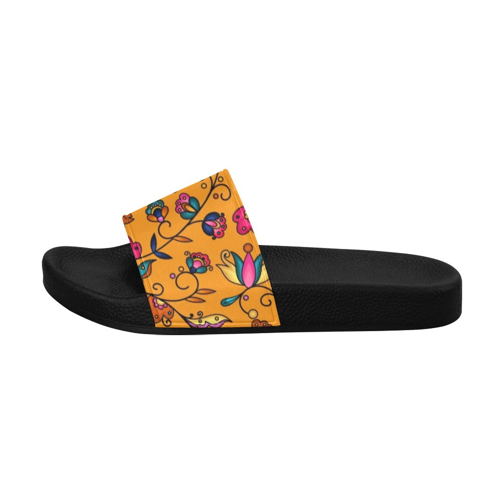 Copper Prairie Petals Orange Women's Slide Sandals