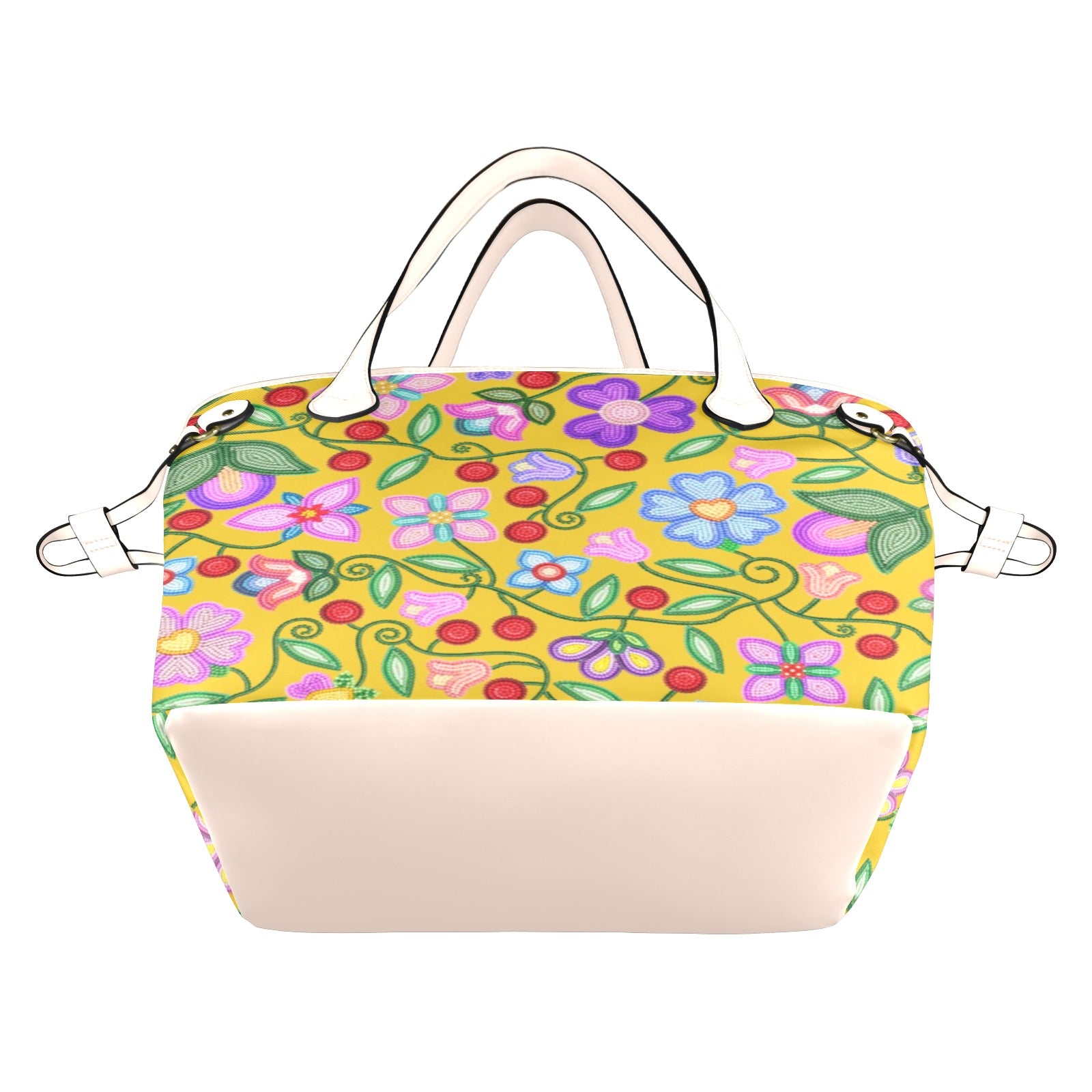 Petal Harmony Ochre Clover Canvas Tote Bag