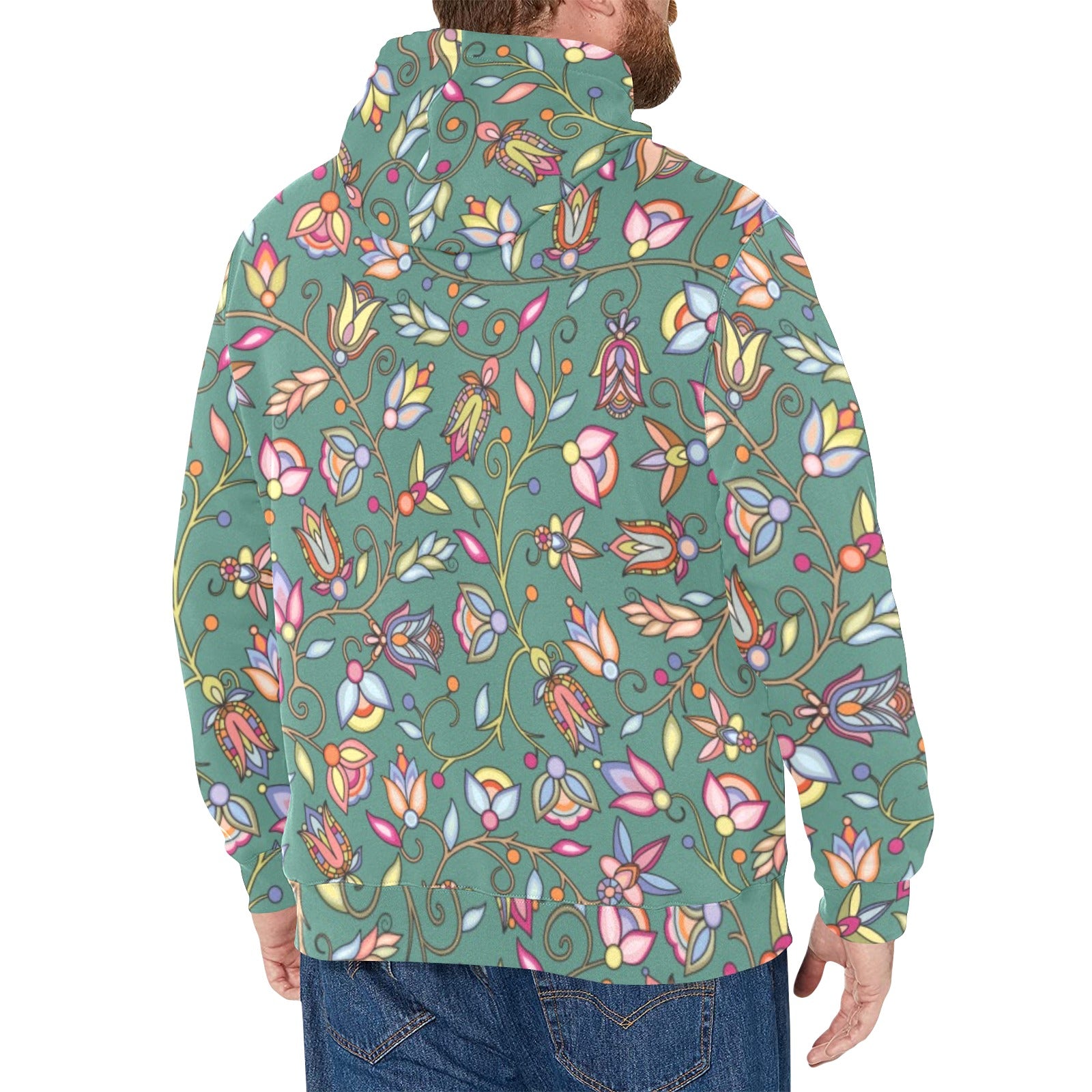 Buffalo Bloom Pond Reflection Men's Long Sleeve Fleece Hoodie