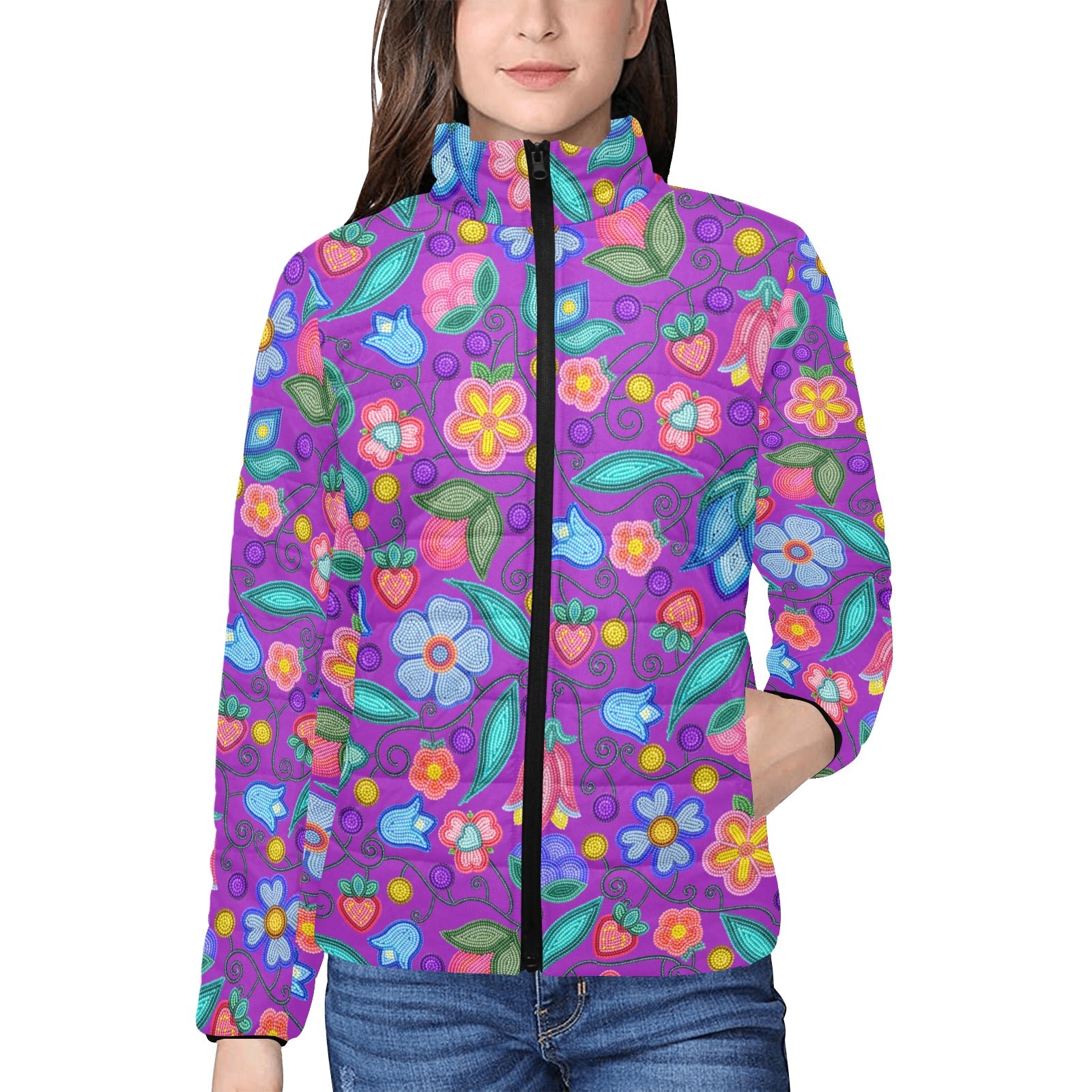Sweet Offering Purple Women's Stand Collar Padded Jacket