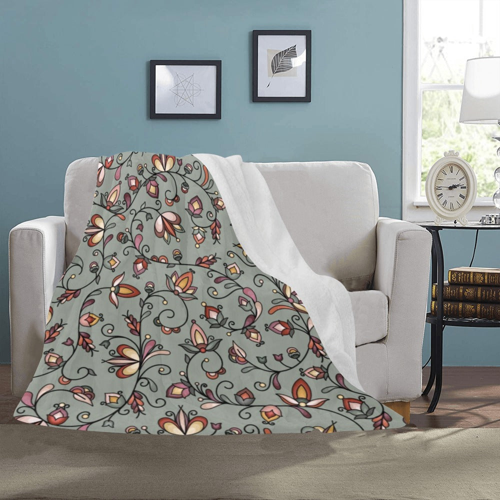 Burnt Sky Petals Green Ultra-Soft Micro Fleece Blanket 50"x60"