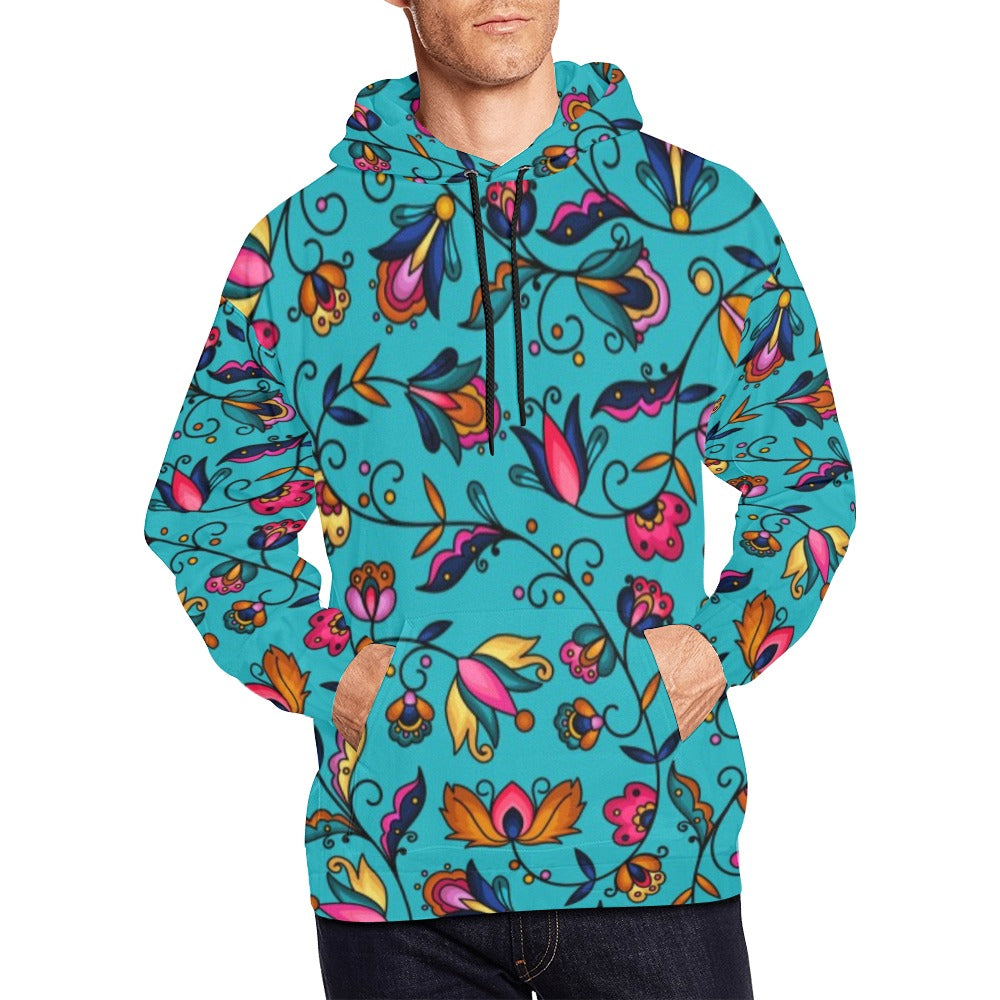Copper Prairie Petals Turquoise Hoodie for Men (USA Size)