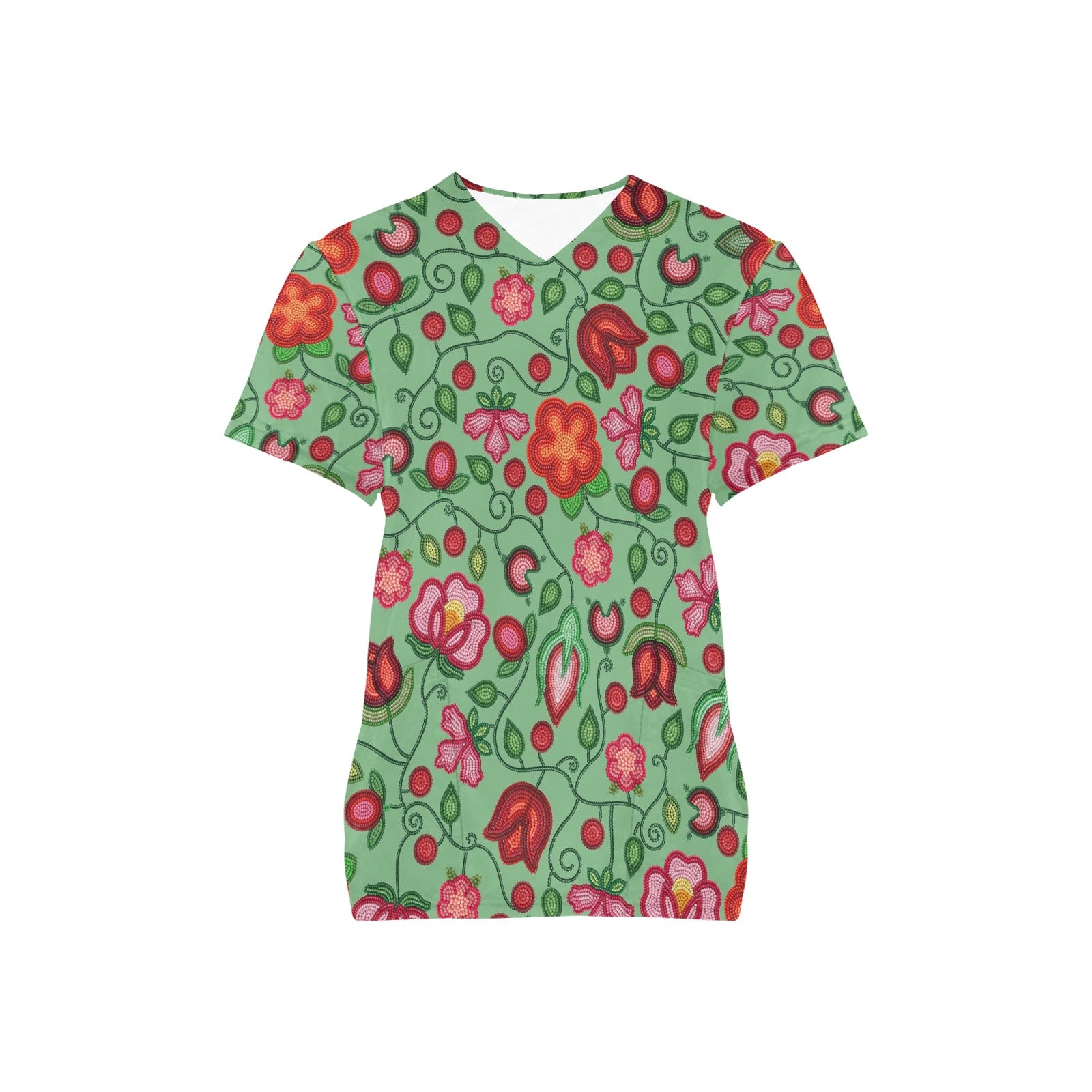 Rose Reverie Green Scrub Top