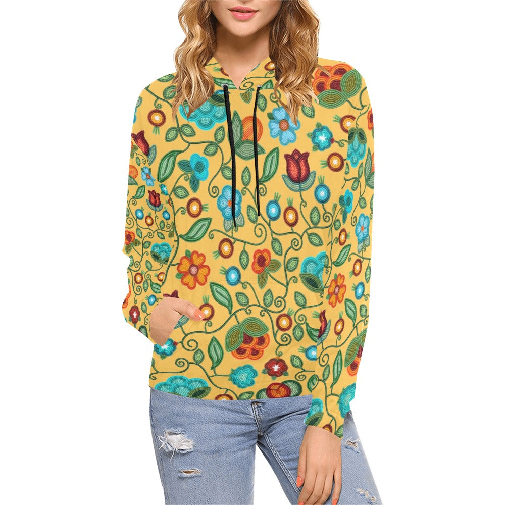 Prairie Fire Petals Honey All Over Print Hoodie for Women (USA Size)