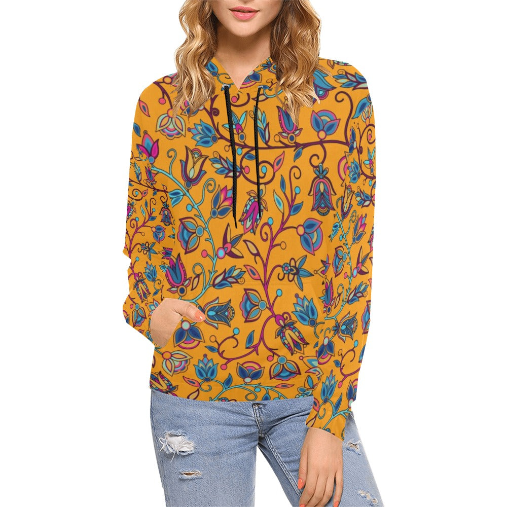 Buffalo Bloom Orange Hoodie for Women (USA Size)