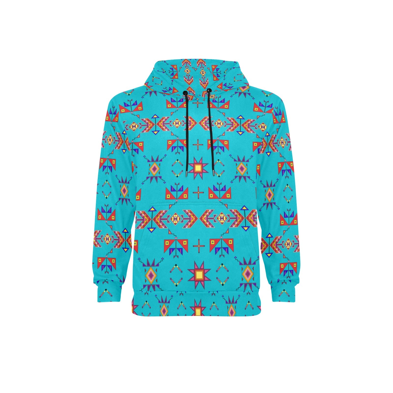 Scattered Generations Turquoise Men's Long Sleeve Fleece Hoodie