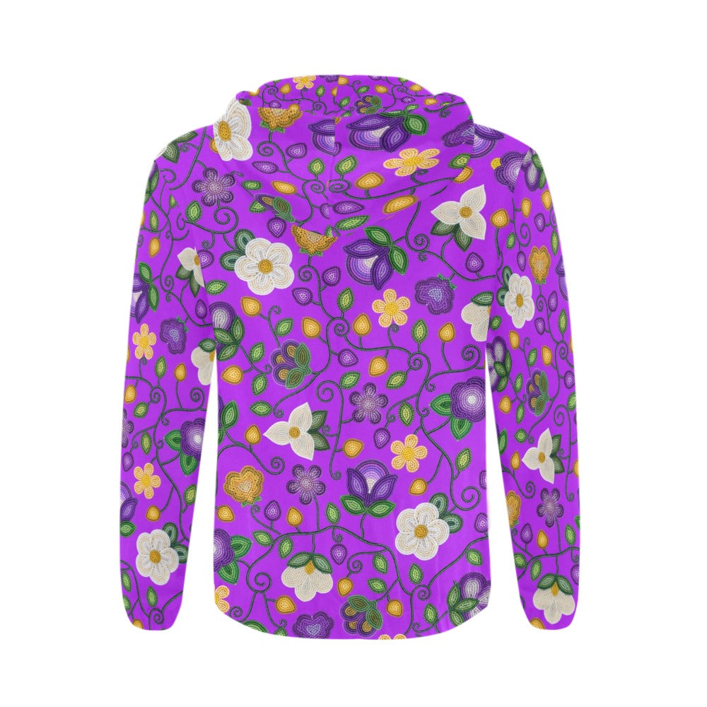 Midnight Moss Bloom Purple Men's Zipper Hoodie