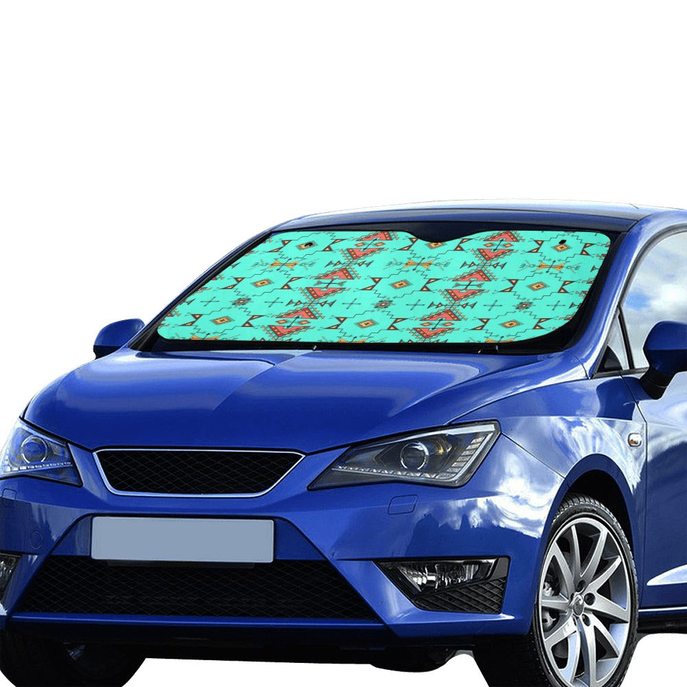 Thunder Flight Turquoise Car Sun Shade 55"x30"