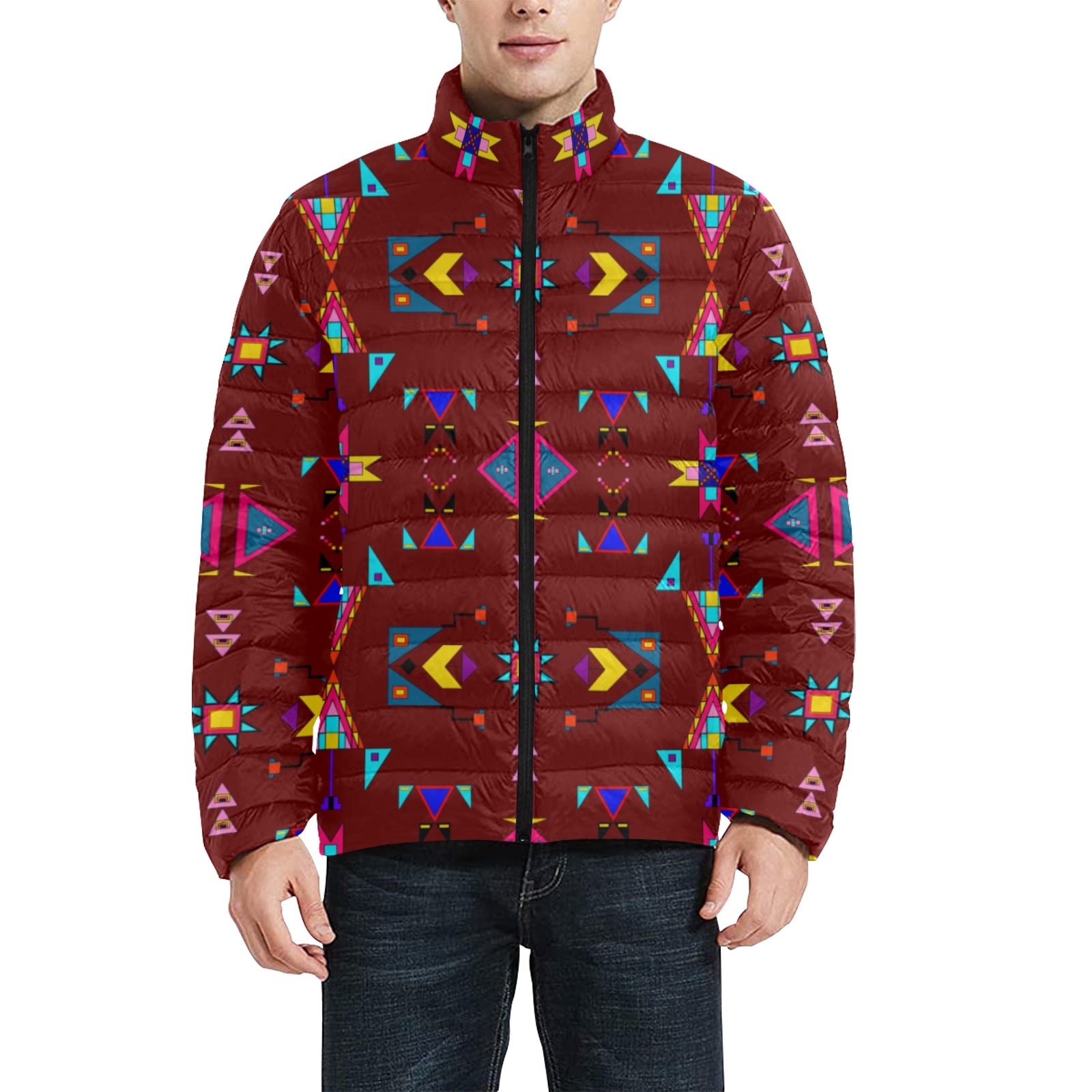 Enemy Territory Dark Maroon Men's Padded Jacket