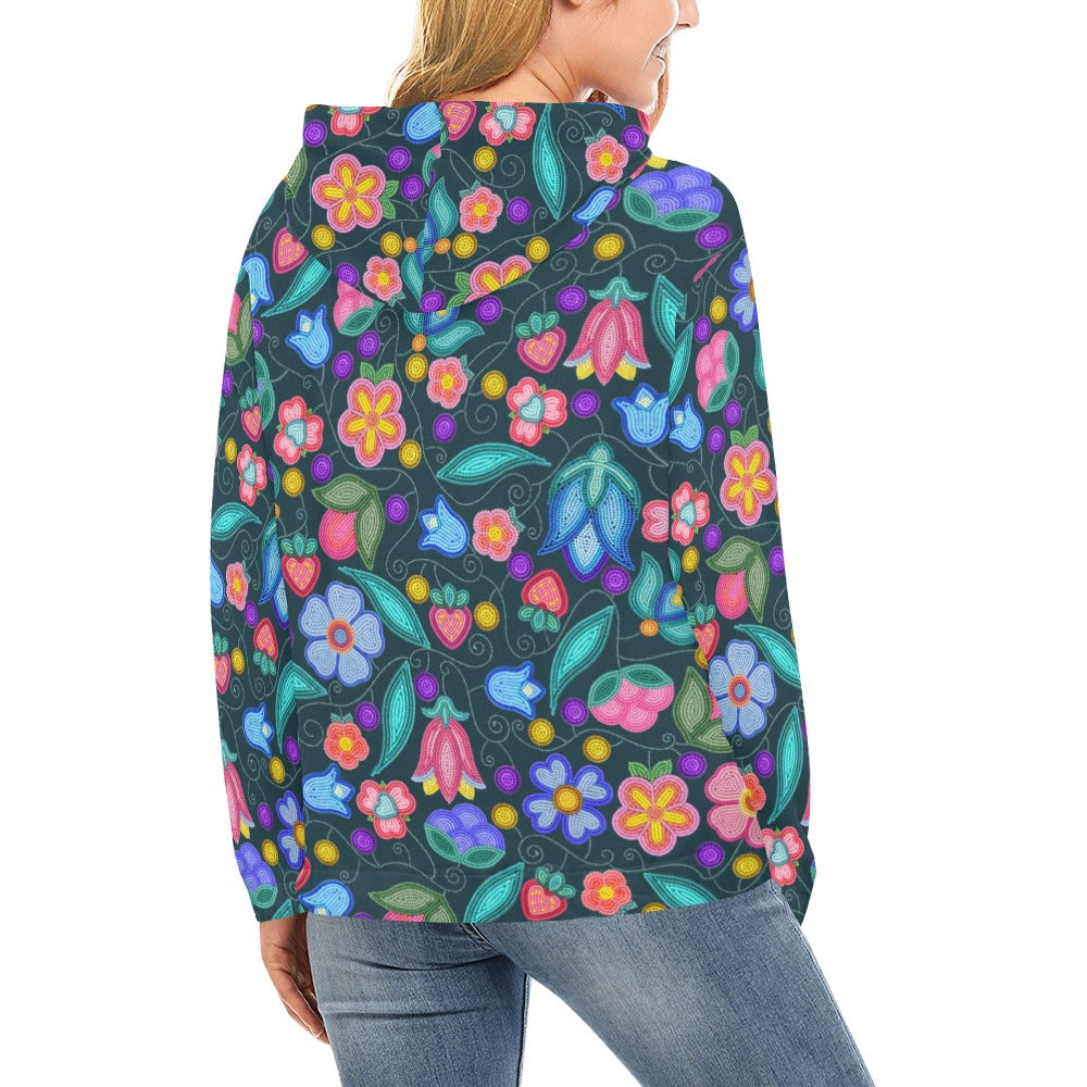 Sweet Offering Dark Teal All Over Print Hoodie for Women (USA Size)
