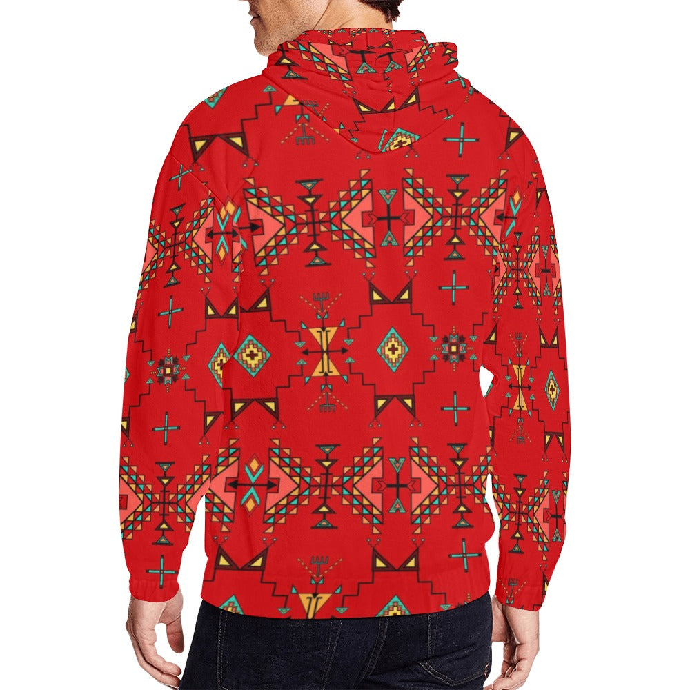 Thunder Flight Red Men's Zipper Hoodie