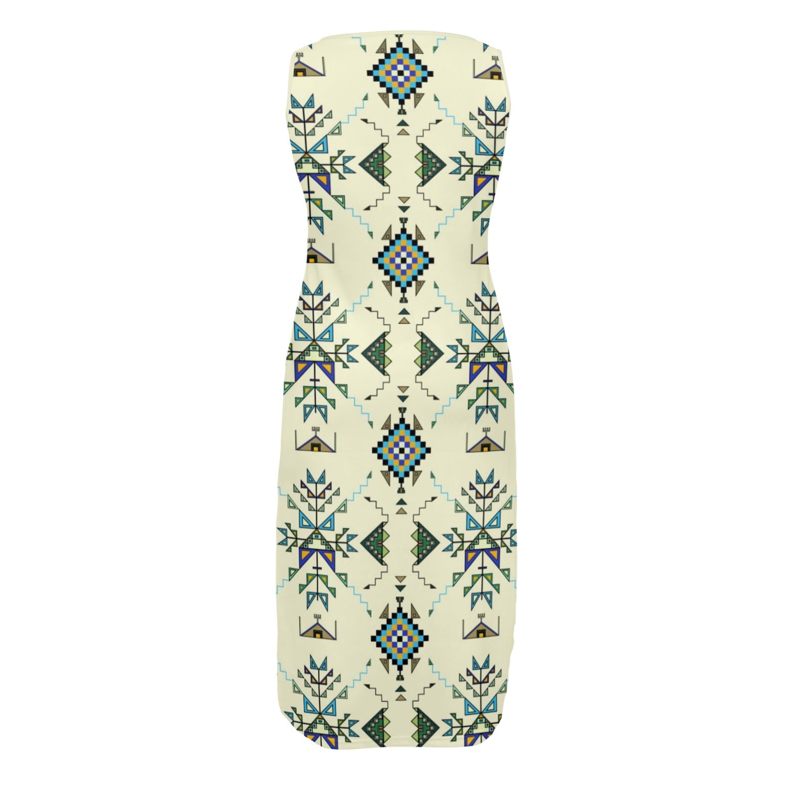 Bear Shield Cream Phaedra Sleeveless Open Fork Long Dress