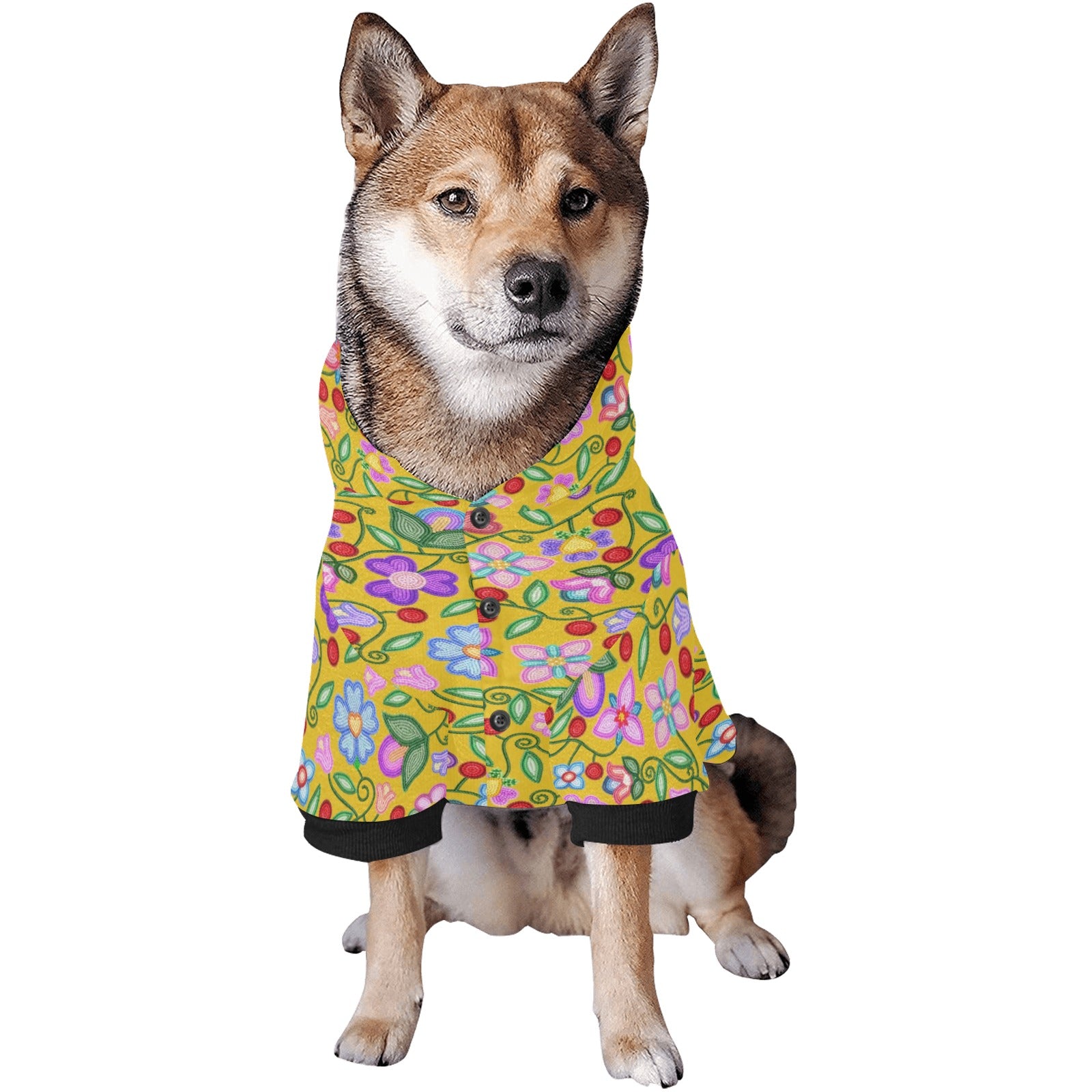 Petal Harmony Ochre Pet Dog Hoodie