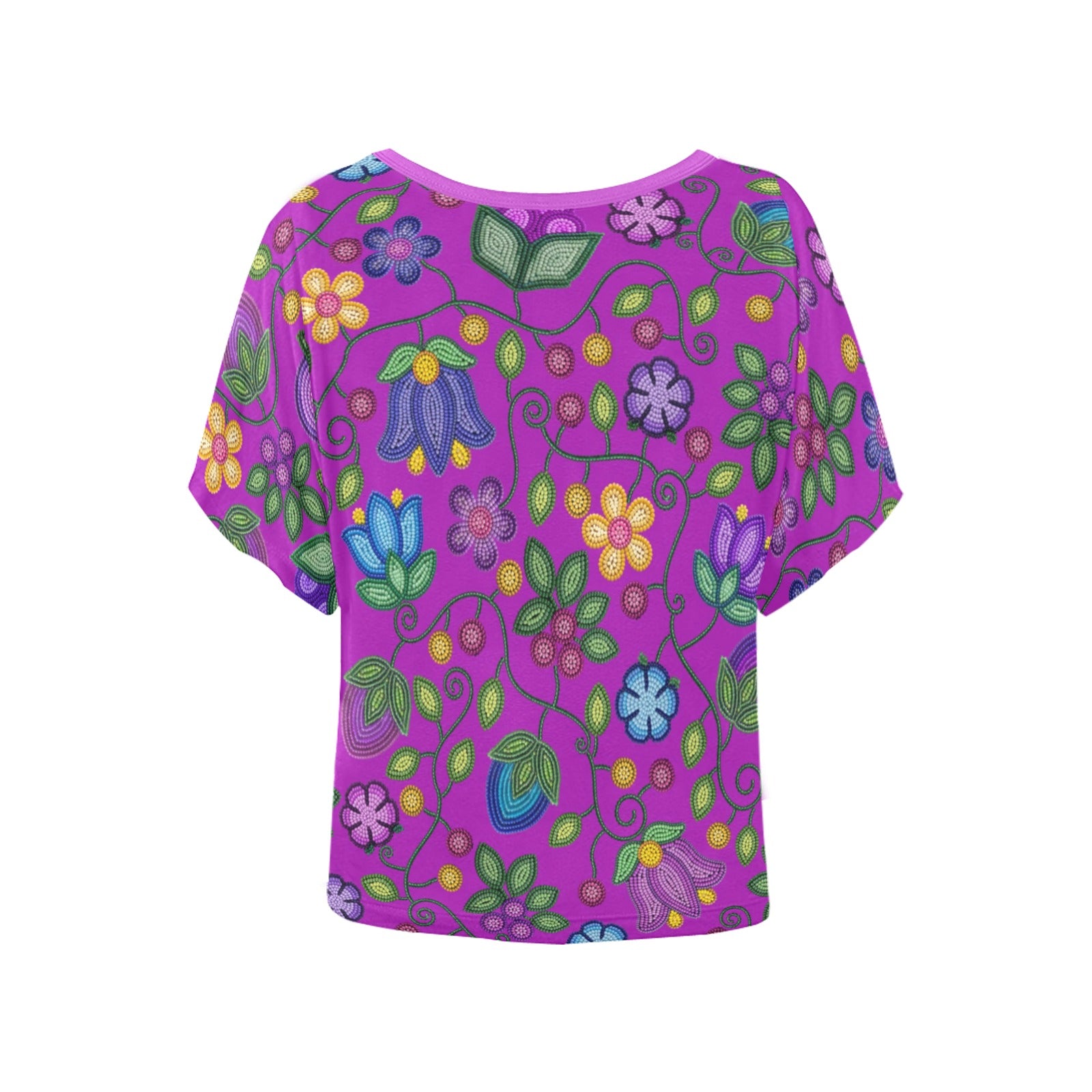 Bloom Uplift Purple Women's Batwing-Sleeved Blouse T-shirt