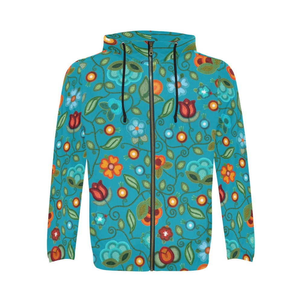 Prairie Fire Petals Ocean Men's Zipper Hoodie
