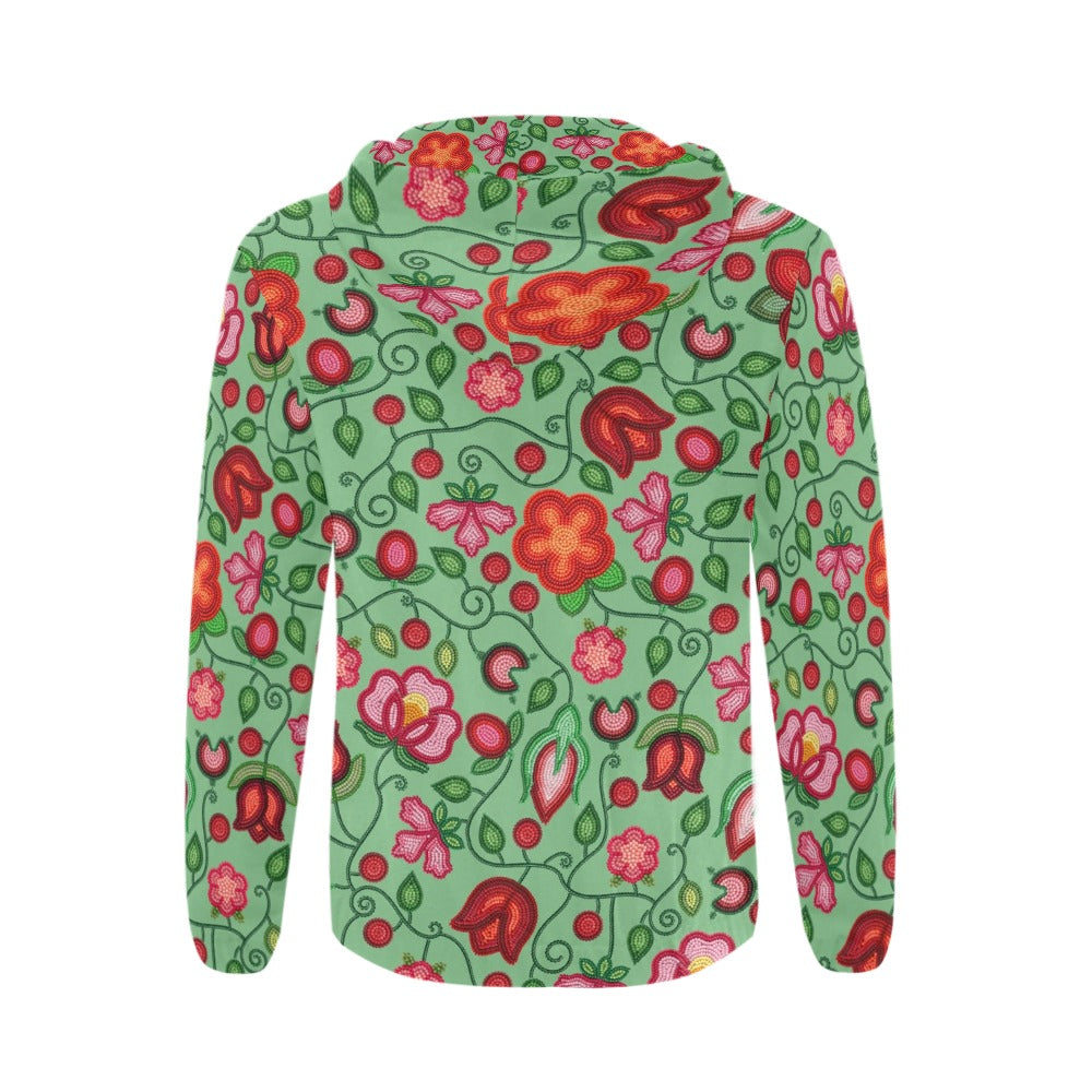 Rose Reverie Green Men's Zipper Hoodie