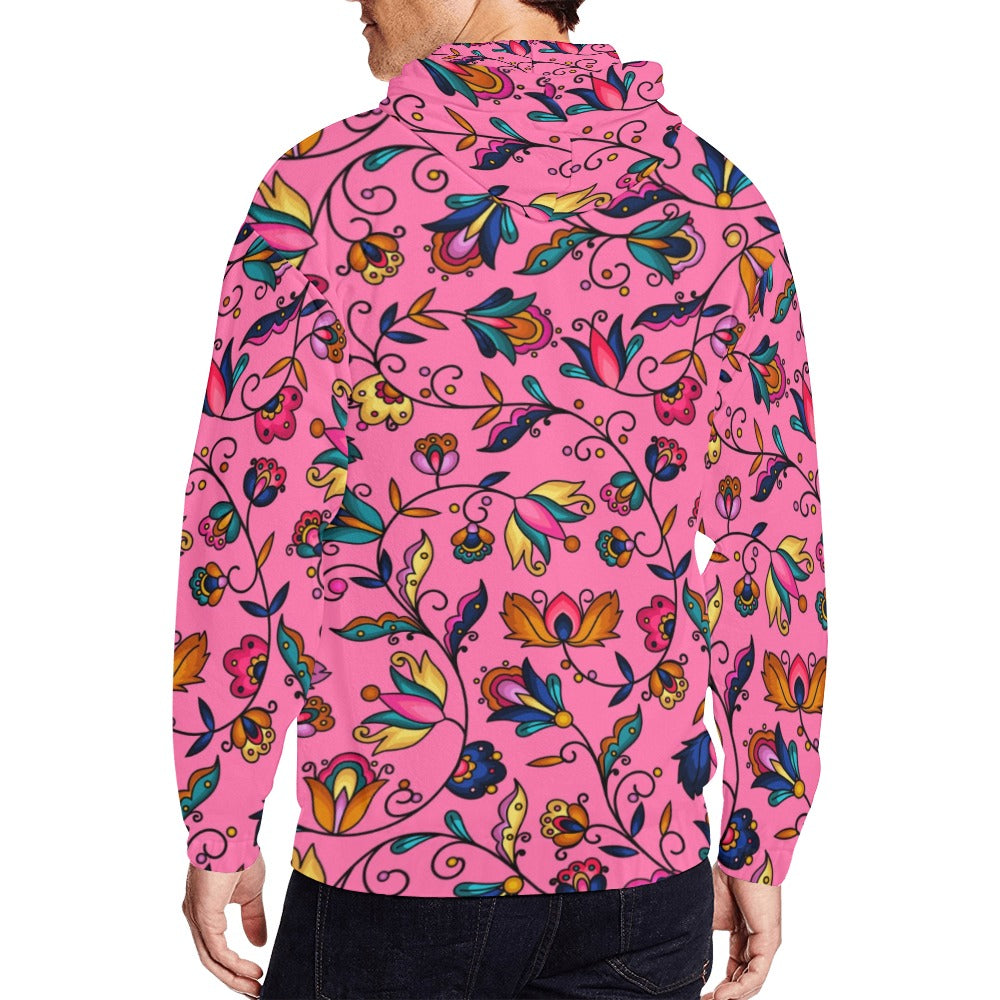 Copper Prairie Petals Pink Men's Zipper Hoodie