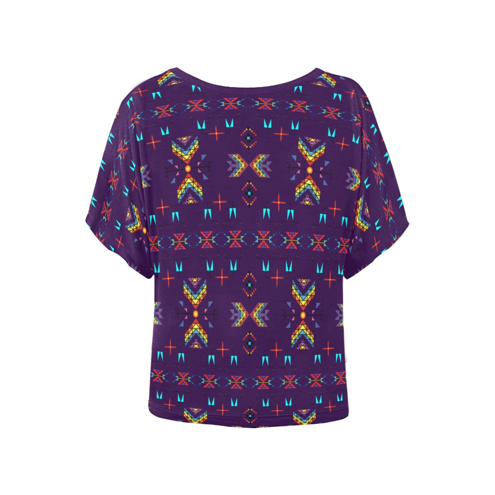 Rainy Chief Rainbow Dark Purple Women's Batwing-Sleeved Blouse T shirt
