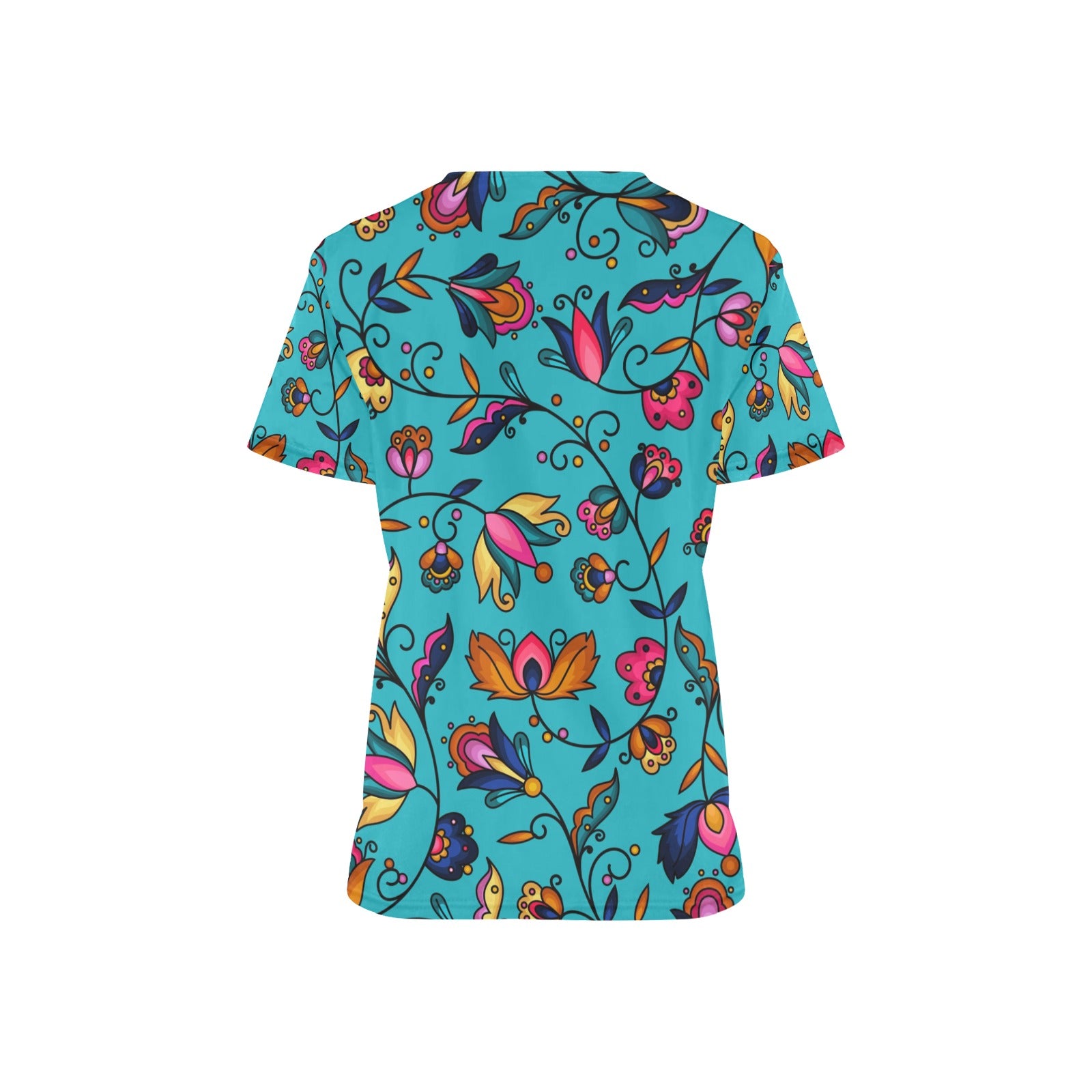 Copper Prairie Petals Turquoise Scrub Top