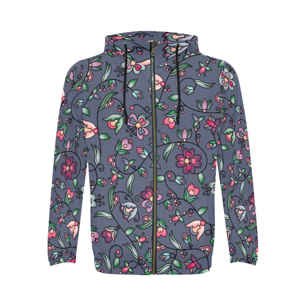 Amber Evening Garland Blue Men's Zipper Hoodie