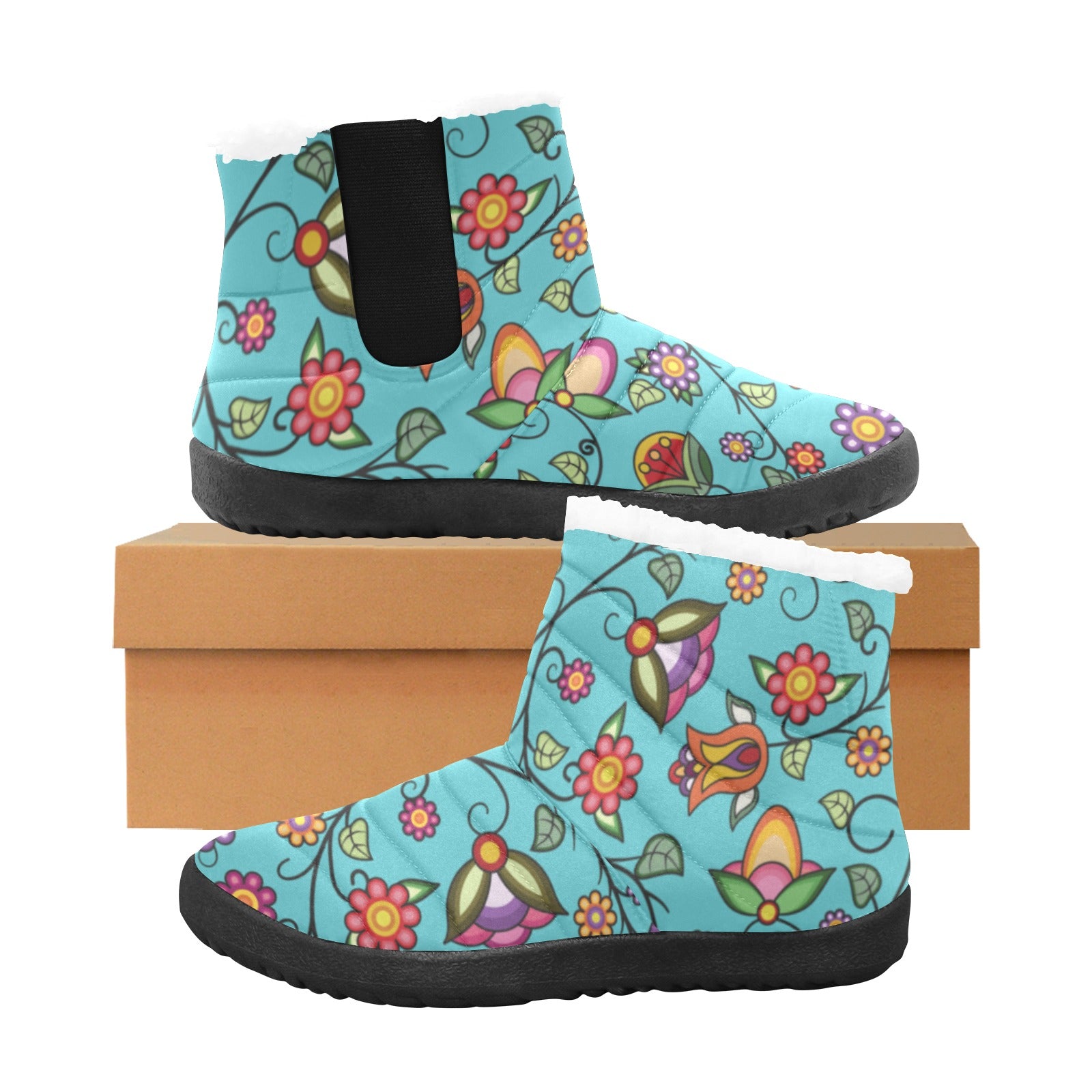 Heartbeat Petals Turquoise Women's Padded Winter Boot