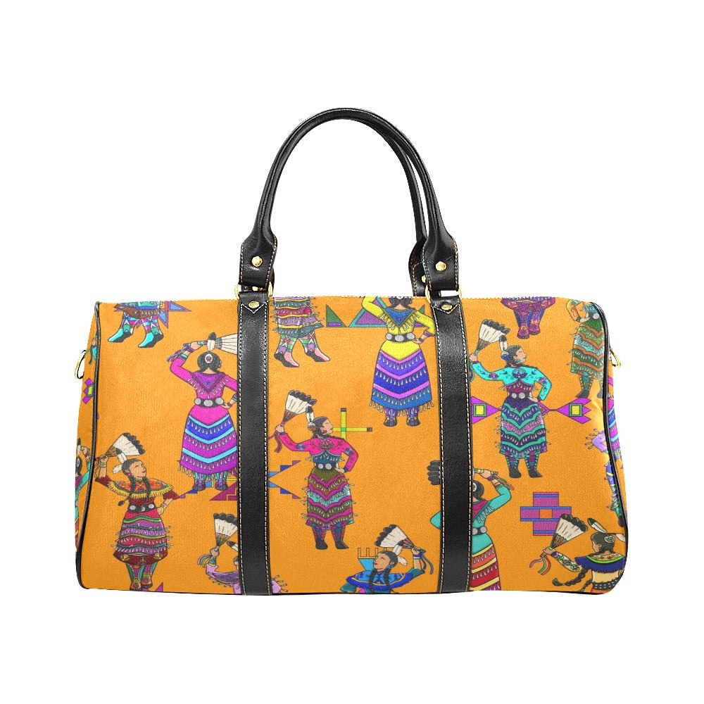 Women's Jingle Dancers Orange Waterproof Travel Bag/Small