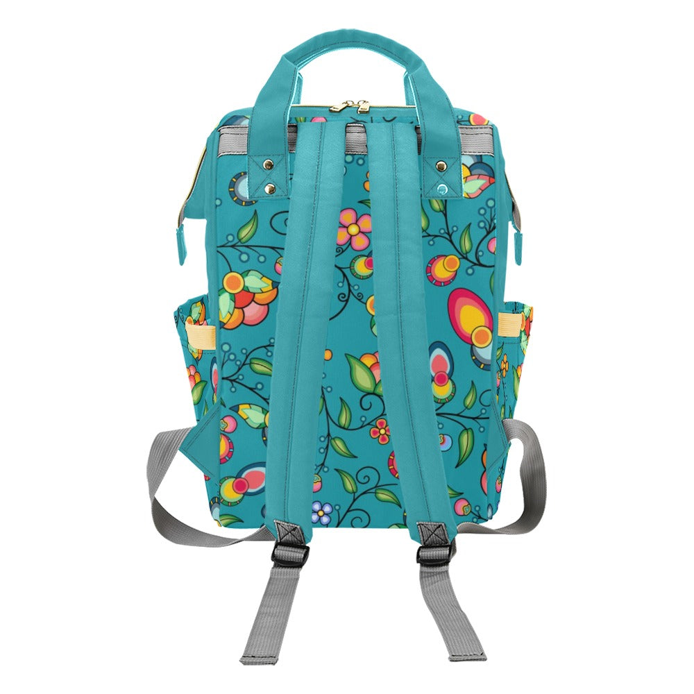 Floral Bounty Teal Multi-Function Diaper Backpack/Diaper Bag