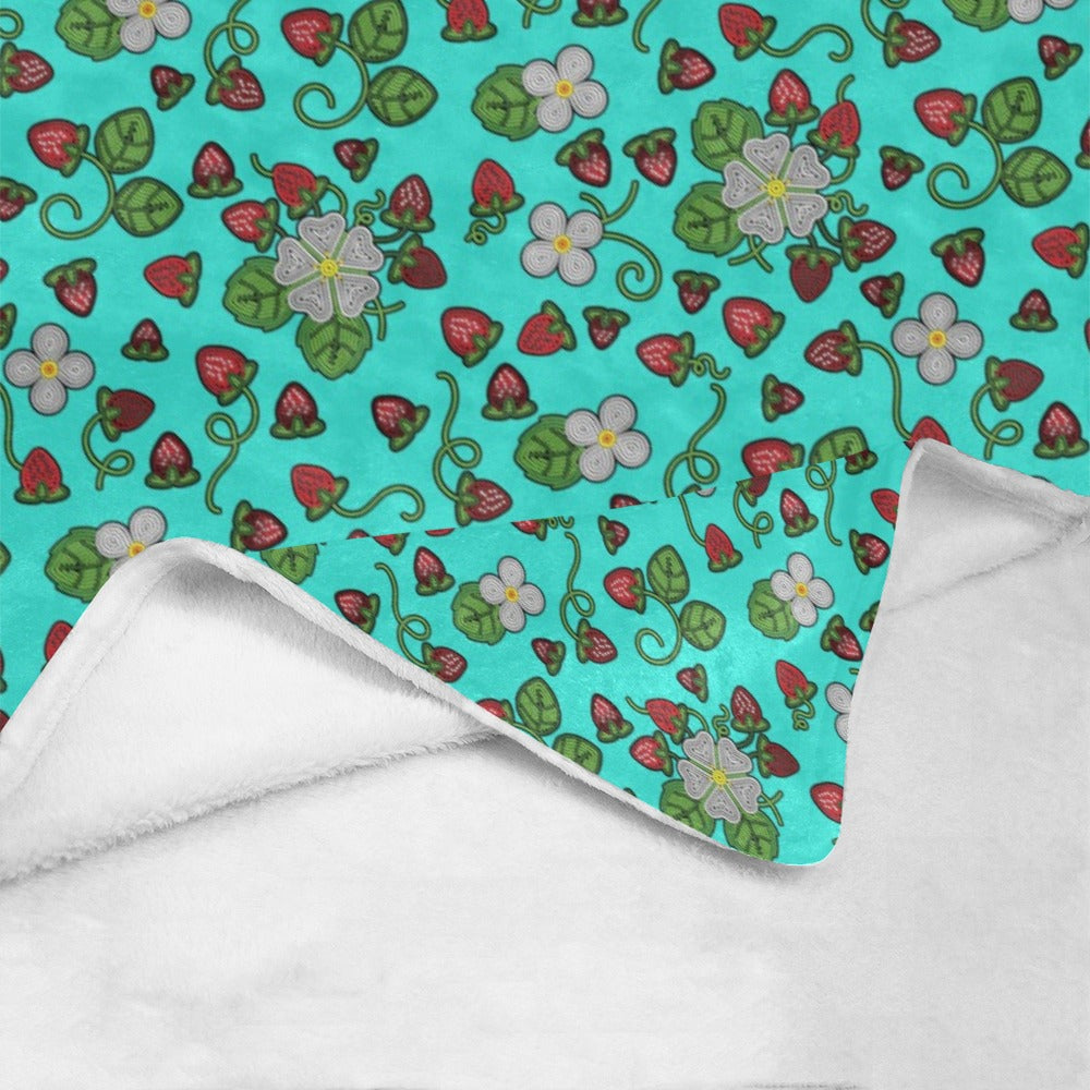 Strawberry Dreams Turquoise Ultra-Soft Micro Fleece Blanket 60"x80"