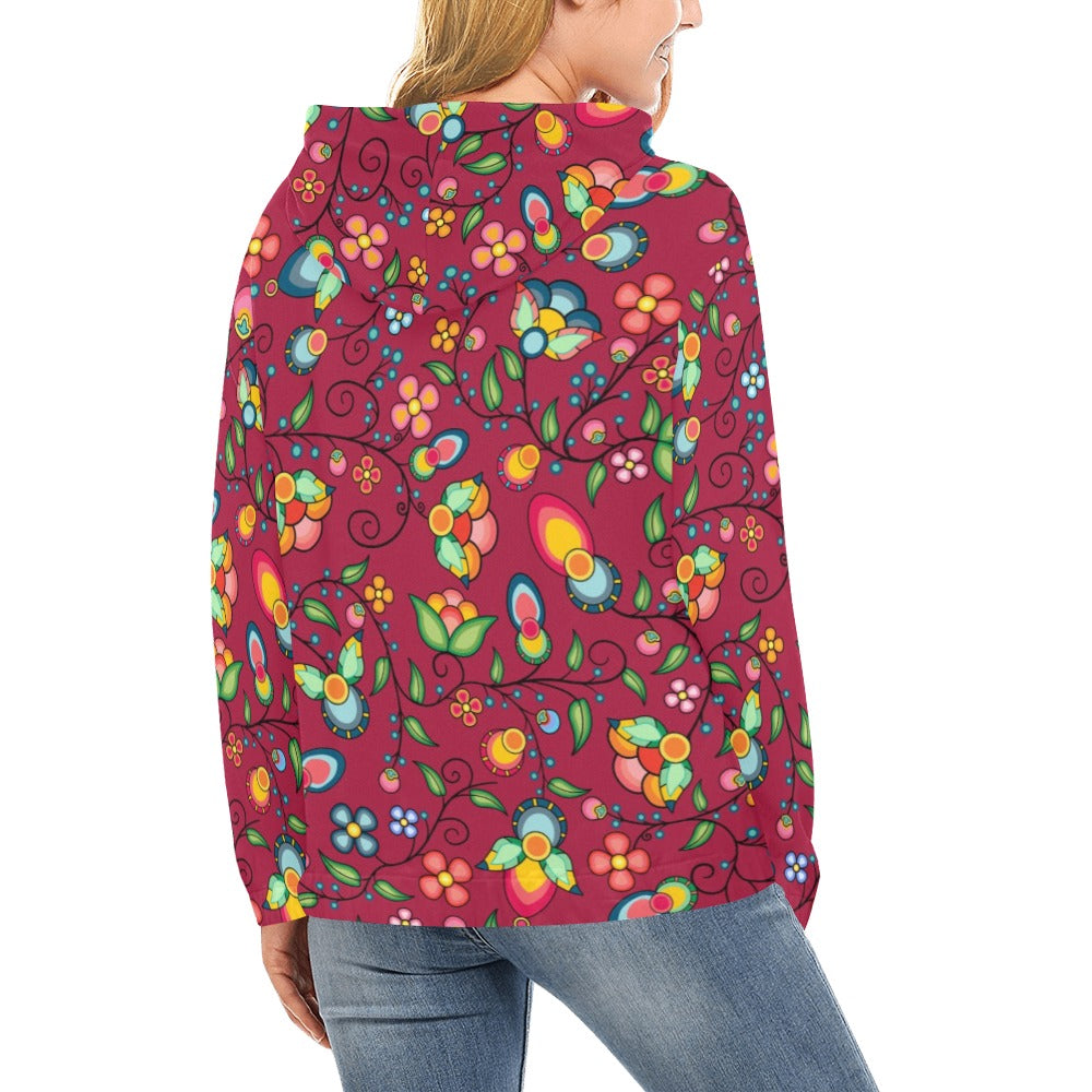 Floral Bounty Magenta Hoodie for Women (USA Size)
