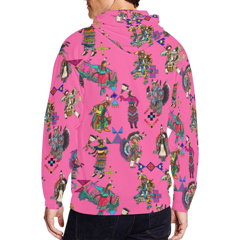 Grand Entry Dancer Pink Men's Zipper Hoodie