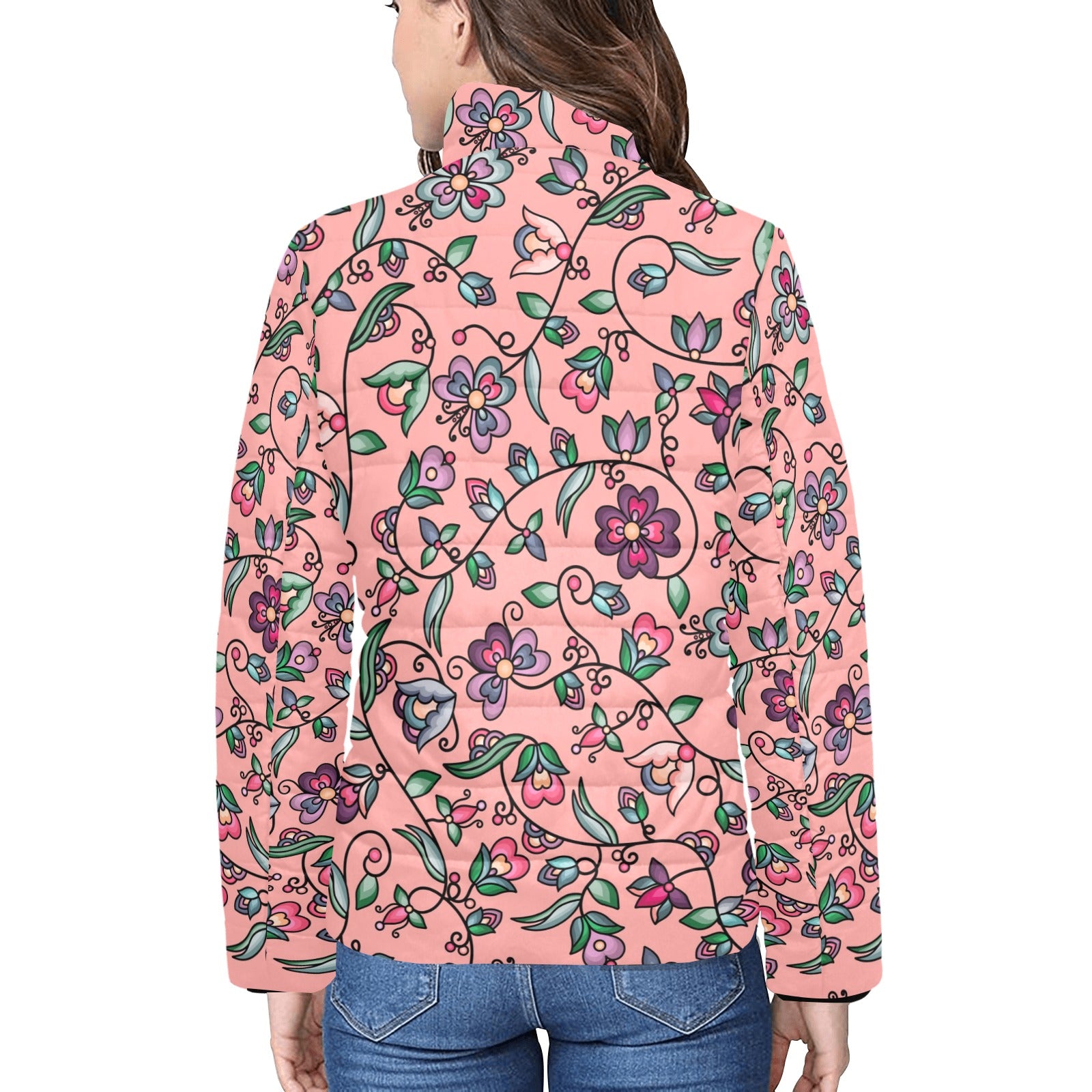 Amber Evening Garland Peach Women's Stand Collar Padded Jacket