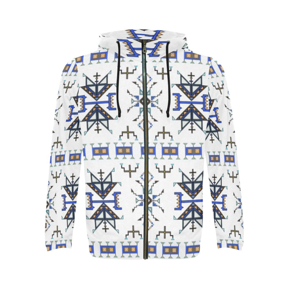 Eagle Strike White Men's Zipper Hoodie