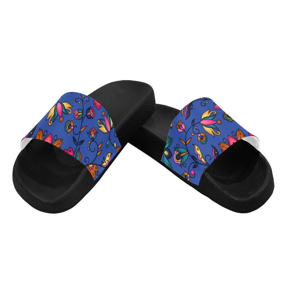 Copper Prairie Petals Blue Women's Slide Sandals