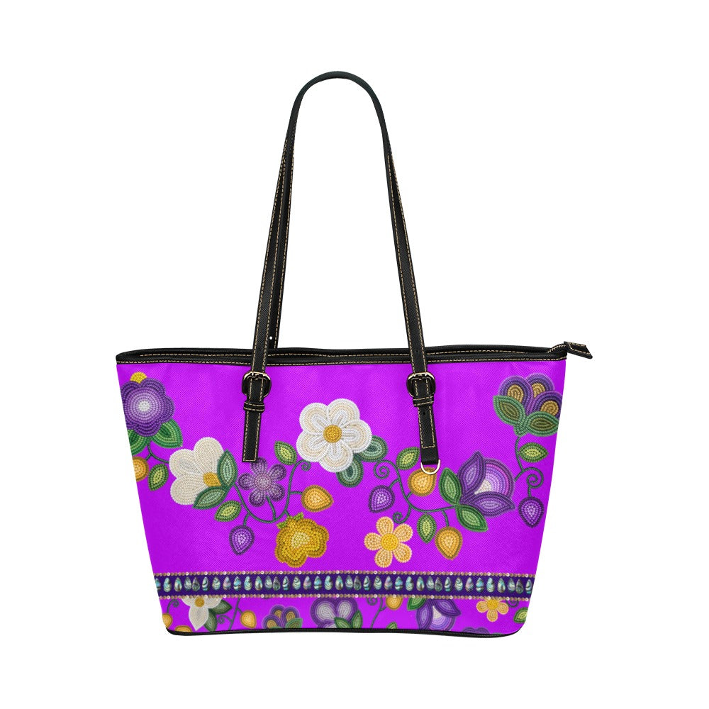 Midnight Moss Bloom Leather Tote Bag/Large