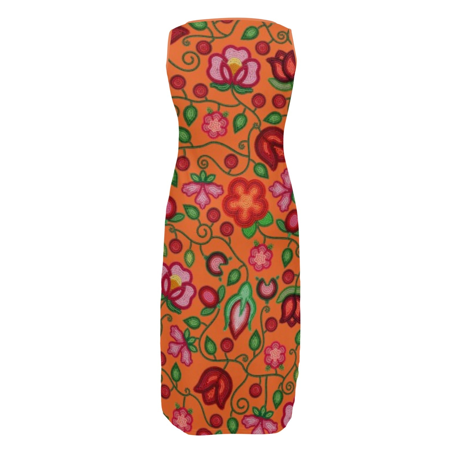Rose Reverie Orange Phaedra Sleeveless Open Fork Long Dress