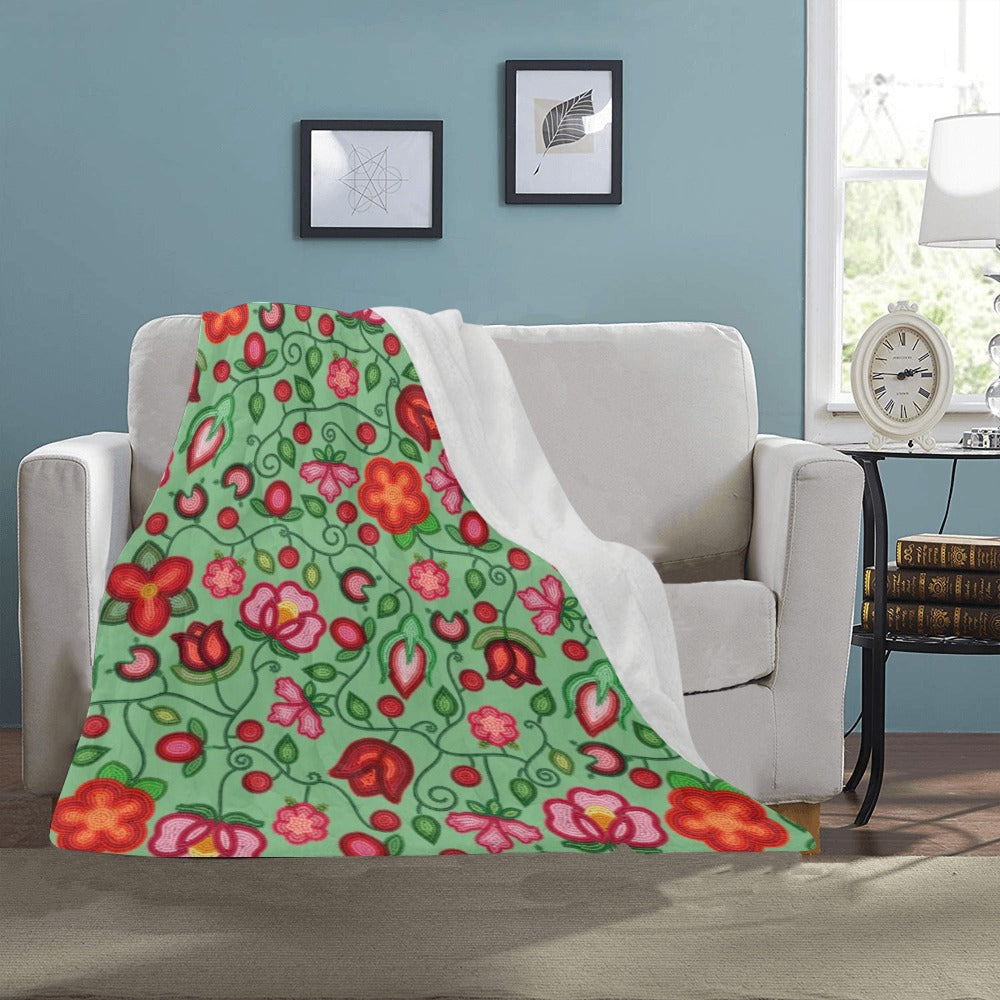 Rose Reverie Green Ultra-Soft Micro Fleece Blanket 40"x50"