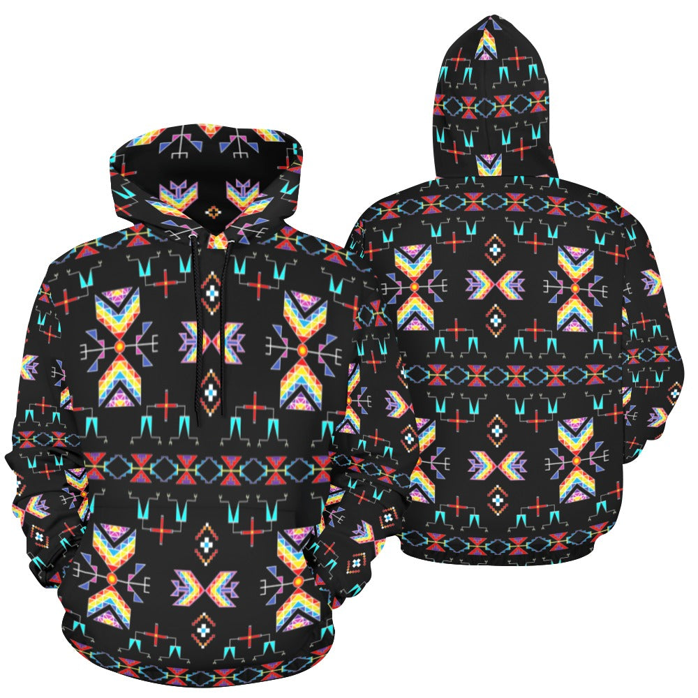Rainy Chief Rainbow Black Hoodie for Women (USA Size)