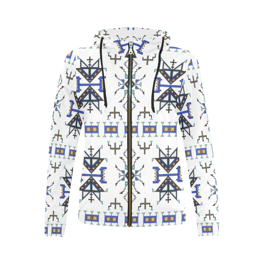 Eagle Strike White Full Zip Hoodie for Women